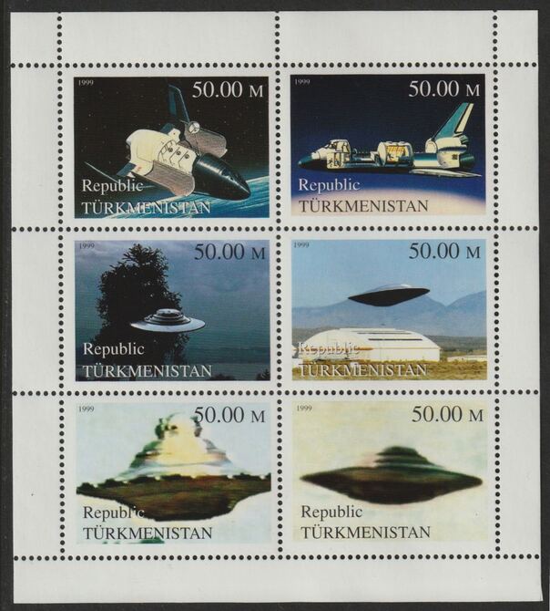 Turkmenistan 1999 UFO's perf sheetlet containing set of 6 values unmounted mint
