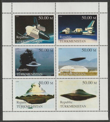 Turkmenistan 1999 UFO's perf sheetlet containing set of 6 values unmounted mint