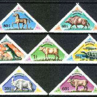 Mongolia 1977 Prehistoric Animals complete triangular set of 7, unmounted mint SG 1046-52