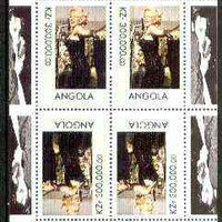 Angola 1999 Great People of the 20th Century - Marilyn Monroe perf sheetlet containing 4 values (2 tete-beche pairs with Elvis in margin) unmounted mint