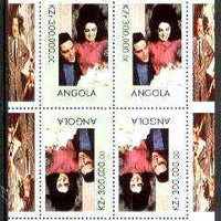 Angola 1999 Great People of the 20th Century - Elvis #2 (with Priscila) perf sheetlet of 4 (2 tete-beche pairs) unmounted mint