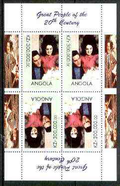 Angola 1999 Great People of the 20th Century - Elvis #2 (with Priscila) perf sheetlet of 4 (2 tete-beche pairs) unmounted mint