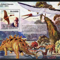 St Thomas & Prince Islands 2009 Dinosaurs & Naturalists perf s/sheet unmounted mint