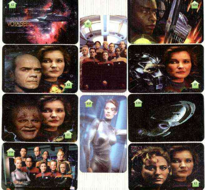 Telephone Card - Star Trek - Voyager set of 10 phone cards (£1, 3 x £2, 2 x £5, £10, £15 & 2 x £20)
