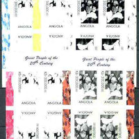 Angola 1999 Great People of the 20th Century - Albert Einstein sheetlet of 4 (2 tete-beche pairs with the John Glenn in margin) the set of 5 imperf progressive colour proofs comprising various colour combinations incl all 4 colour……Details Below