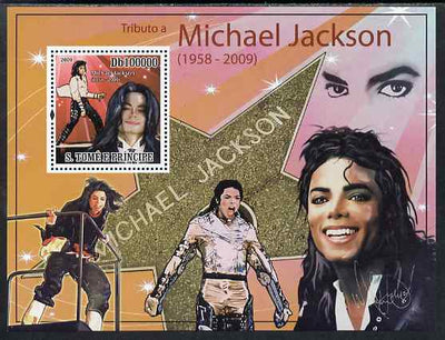 St Thomas & Prince Islands 2009 Michael Jackson perf s/sheet unmounted mint