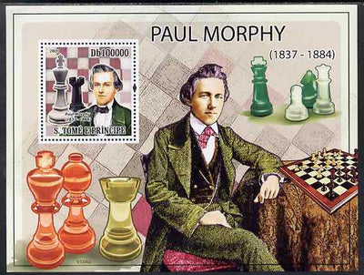 St Thomas & Prince Islands 2009 Chess - Paul Morphy perf s/sheet unmounted mint