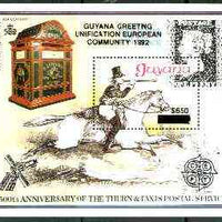 Guyana 1991 European Community scarce $650 on $150 opt in black on 150th Anniversary of Penny Black m/sheet (Post Boy) unmounted mint as SG MS 2747