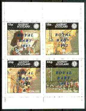 Gairsay 1982 Royal Baby overprint on 1981 Europa (Scottish Pipers) perf,set of 4 values (12p to 44p) unmounted mint