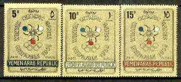 Yemen - Republic 1968 Grenoble Winter Olympics set of 3 in gold foil unmounted mint, Mi 613-15