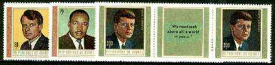 Guinea - Conakry 1968 Martyrs of Liberty (Martin Luther King, Robert & JF Kennedy) set of 6 unmounted mint, SG 668-673, Mi 506-11 (Gutter pairs with label between bearing quotation in English text available price x 2)