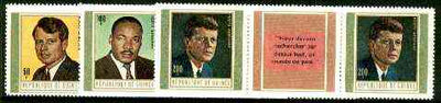 Guinea - Conakry 1968 Martyrs of Liberty (Martin Luther King, Robert & JF Kennedy) set of 6 unmounted mint, SG 668-673, Mi 506-11 (Gutter pairs with label between bearing quotation in French text available price x 2)