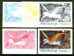 Angola 1999 Birds 150,000k from Flora & Fauna def set, the set of 5 imperf progressive colour proofs comprising the four individual colours plus completed design (all 4-colour composite) 5 proofs unmounted mint