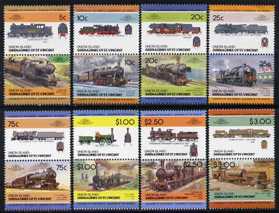 St Vincent - Union Island 1984 Locomotives #2 (Leaders of the World) set of 16 unmounted mint