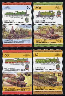 St Vincent - Union Island 1985 Locomotives #3 (Leaders of the World) set of 8 unmounted mint