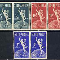 South Africa 1949 KG6 75th Anniversary of Universal Postal Union bi-lingual pairs set of 3 unmounted mint, SG 128-30