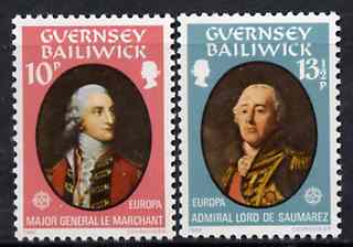 Guernsey 1980 Europa pair featuring Major General Le Marchant and Admiral Lord De Saumarez unmounted mint SG 212-3