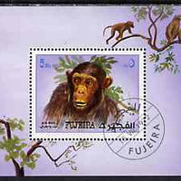 Fujeira 1972 5Rs mini sheet featuring chimpanzee fine cto used Mi BL 206A