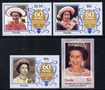 Tuvalu 1986 Queen's 60th Birthday set of 4 unmounted mint, SG 381-84