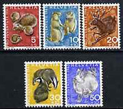 Switzerland 1965 Pro-Juventute set of 5 fauna unmounted mint SG J207-11