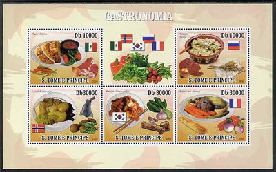 St Thomas & Prince Islands 2009 Dishes of the World perf sheetlet containing 5 values unmounted mint