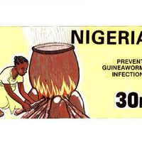 Nigeria 1991 National Guineaworm Eradication Day - original hand-painted artwork for 30k value (showing boiling pot of water) by Nojim A Lasisi on board 220 x 125mm endorsed C2