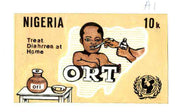 Nigeria 1986 UN's Children's Fund - original hand-painted artwork for 10k value (showing Oral Rehydration Therapy) by Godrick N Osuji on card 220 x 125mm endorsed A1