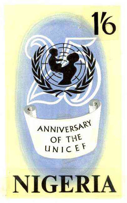 Nigeria 1971 25th Anniversary of UNICEF - original hand-painted artwork for 1s6d value (Symbol) by Austin Ogo Onwudimegwu on card 130 x 220mm