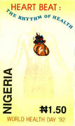 Nigeria 1992 World Health Day (Heart) - original hand-painted artwork for issued N1.50 value (Heart & Lungs) by unknown artist on card 130 x 220mm