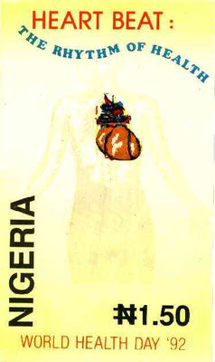 Nigeria 1992 World Health Day (Heart) - original hand-painted artwork for issued N1.50 value (Heart & Lungs) by unknown artist on card 130 x 220mm