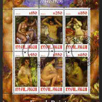 Malawi 2010 Art - French Painters - Renoir perf sheetlet containing 6 values fine cto used