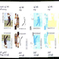 Angola 1999 Great People of the 20th Century - Aoki (Japanese Golfer) sheetlet of 4 (2 tete-beche pairs with the Tiger Woods in margin) the set of 5 imperf progressive colour proofs comprising various colour combinations incl all 4 colours unmounted mint
