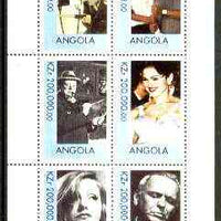 Angola 1999 Great People of the 20th Century - perf sheetlet of six (Chaplin, Tiger Woods, Churchill, Madonna, Greta Garbo & Frank Sinatra) unmounted mint