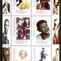 Somaliland 1999 Sights & Sounds of the Century - perf sheetlet of six (Fred & Ginger, Brando on Motorbike, Laurel & Hardy, Ella, Marilyn & Elvis) unmounted mint