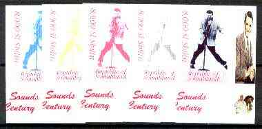 Somaliland 1999 Elvis from Sights & Sounds of the Century - set of 5 imperf progressive colour proofs comprising various colour combinations incl all 4 colours unmounted mint