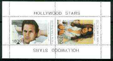 Touva 1995 Hollywood Stars #4 perf m/sheet containing 2 values (Kevin Costner & Cindy Crawford) unmounted mint