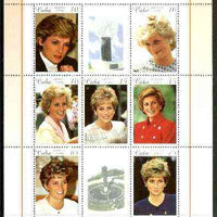 Cuba 1999 Princess Diana Memorial perf sheetlet containing 7 values plus 2 labels unmounted mint