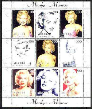 Abkhazia 1999 Marilyn Monroe perf sheetlet containing complete set of 9 values unmounted mint