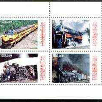 Turkmenistan 1999 Trains sheetlet containing set of 4 values unmounted mint