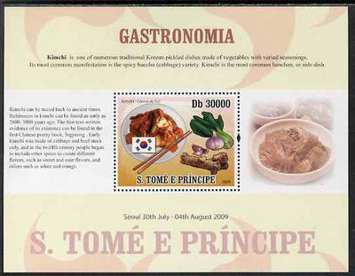 St Thomas & Prince Islands 2009 Dishes of the World - Kimchi perf s/sheet (English Text) unmounted mint