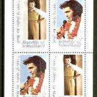 Somaliland 1999 Great People of the 20th Century - Elvis & Walt Disney perf sheetlet containing 4 x 7,500 sl Airmail values unmounted mint