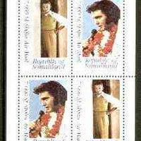 Somaliland 1999 Great People of the 20th Century - Elvis & Walt Disney perf sheetlet containing 4 x 7,500 sl Airmail values unmounted mint