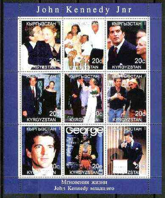 Kyrgyzstan 1999 John Kennedy Jnr perf sheetlet containing complete set of 9 values unmounted mint