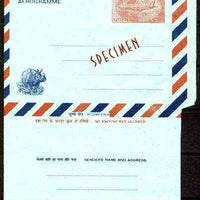Aerogramme - India 1960c 85p p/stationery Aerogramme (Airoplane with Rhino in opposite corner) opt'd SPECIMEN, unused and very fine