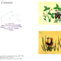 Bhutan 1990 Butterflies - Chequered Swallowtail & Common Birdwing imperf m/sheets mounted in Folder entitled 'Your Proofs from the House of Questa', signed and approved by Director PTT, exceptionally rare ex Government archives