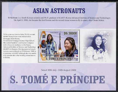 St Thomas & Prince Islands 2009 Asian Astronauts - Yi So,Yeon perf s/sheet (English Text) unmounted mint