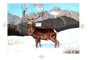 Bhutan 1990 Endangered Wildlife - Intermediate stage computer-generated artwork (as submitted for approval) for 25nu m/sheet (Himalayan Shou) 200 x 140 mm as issued design but lettering different, ex Government archives and probably unique