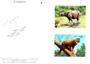 Bhutan 1990 Endangered Wildlife - 25nu (Rhino) & 25nu (Golden Cat) imperf m/sheets mounted in Folder entitled 'Your Proofs from the House of Questa', signed and approved by Director PTT, exceptionally rare ex Government archives,(Sc 930 & 934)