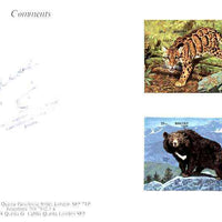 Bhutan 1990 Endangered Wildlife - 25nu (Leopard) & 25nu (Black Bear) imperf m/sheets mounted in Folder entitled 'Your Proofs from the House of Questa', signed and approved by Director PTT, exceptionally rare ex Government archives,(Sc 931 & 937)