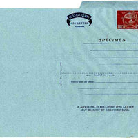 Aerogramme - Burma 1974c 50p p/stationery Aerogramme (Bird carrying mail & Globe) opt'd SPECIMEN (mainly fine)